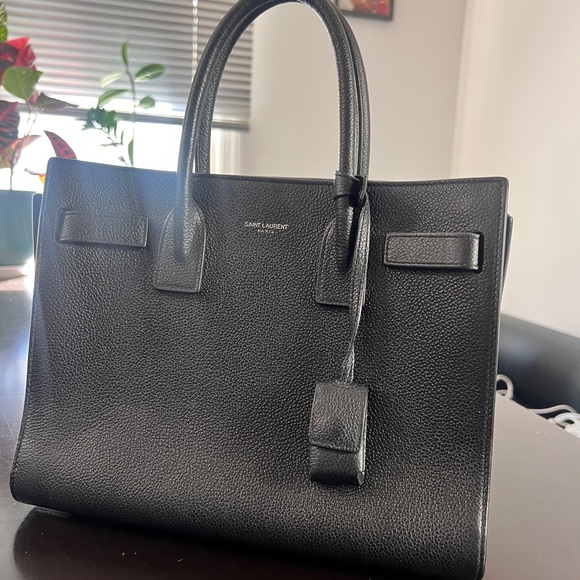 Saint Laurent Classic Black Leather Briefcase - Picture 1 of 6